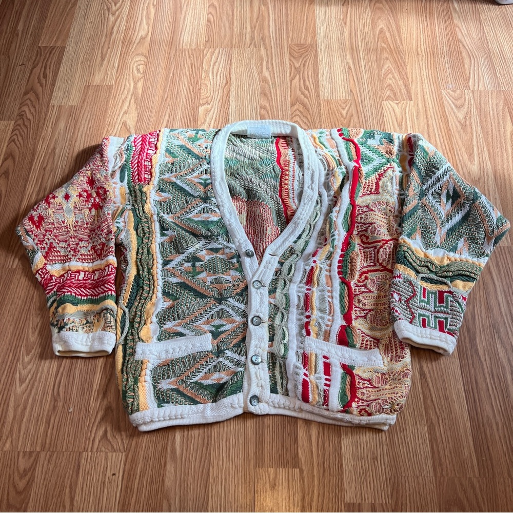 COOGI vintage 90s 3d button up chunky knit cartigan sweater